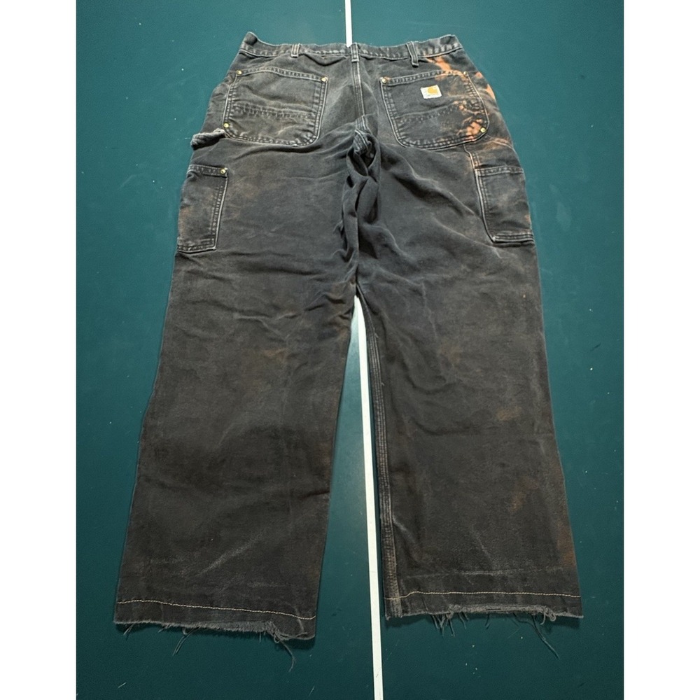 Vintage Carhartt Double Knee Pants Size 32x28 Faded Black BLK B01 Distressed USA - Picture 13 of 16